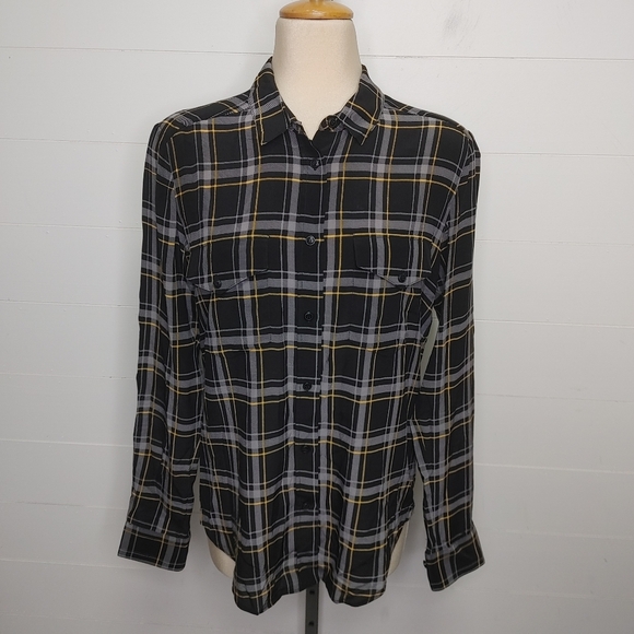 The Kooples Sport 100% silk plaid shirt size XS - Picture 2 of 11